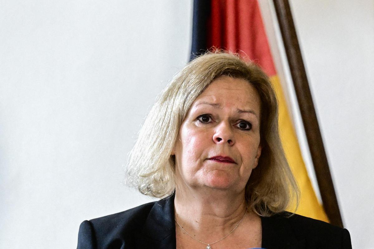 La ministra del Interior alemana, Nancy Faeser, durante una rueda de prensa.