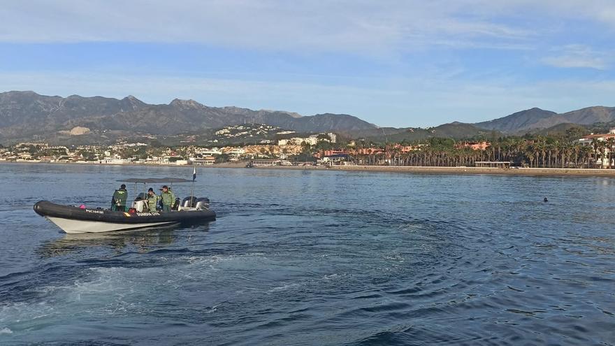 Jornada de búsqueda de los restos de la mujer asesinada y arrojada al mar sin cabeza ni manos en Marbella.