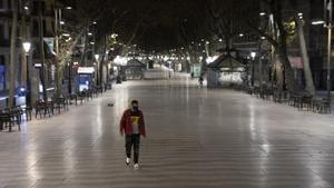 Las Ramblas vacías en pleno toque de queda, el pasado 20 de enero.