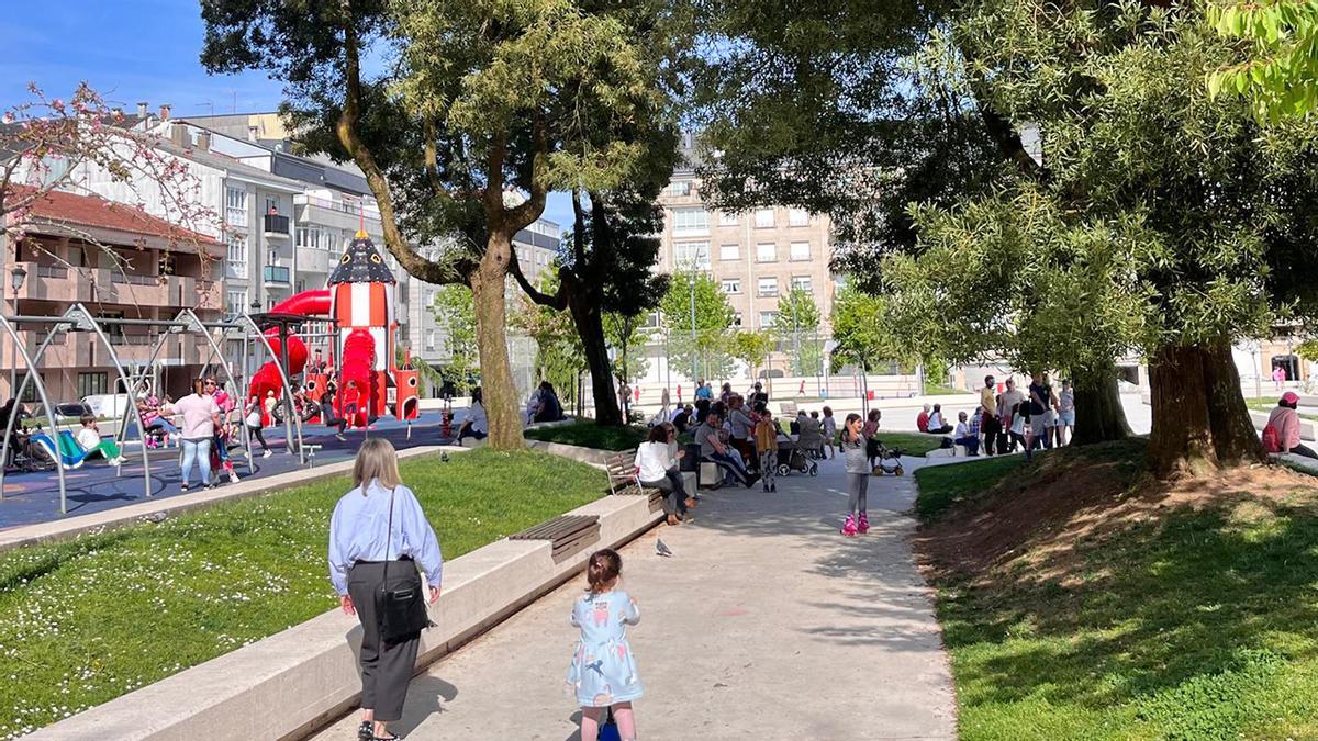 Parque de la Alameda de A Estrada el día del apagón