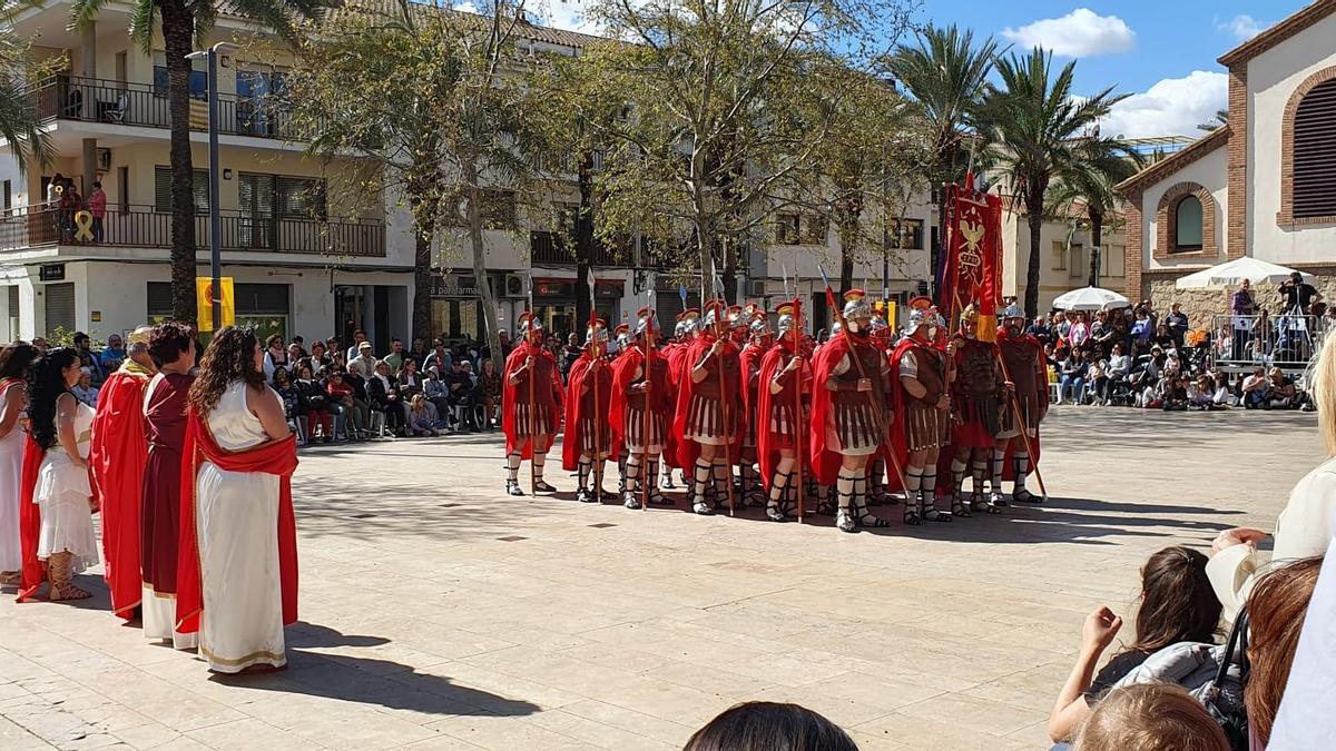 La guàrdia romana de la Sang, durant la desfilada en la trobada de Flix.