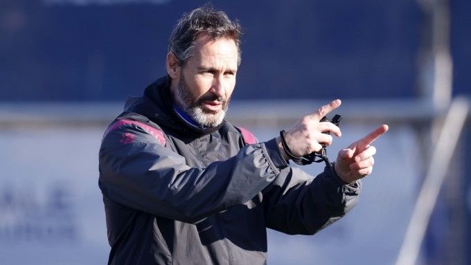 Vicente Moreno, en un entrenamiento del Espanyol.