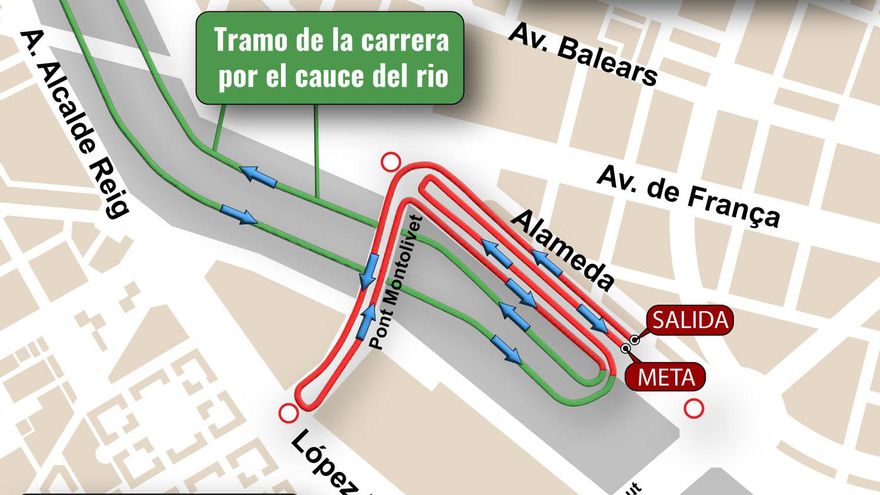 Recorrido de cortes de tráfico por la Carrera &#039;Ponle Freno&#039; y el Gran Premio de Ciclismo UPV
