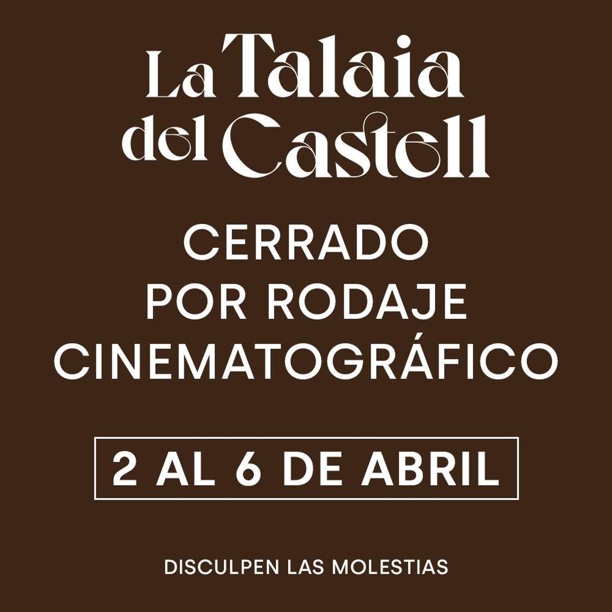El restaurante La Talaia del Castell ha confirmado el cierre por redes sociales.