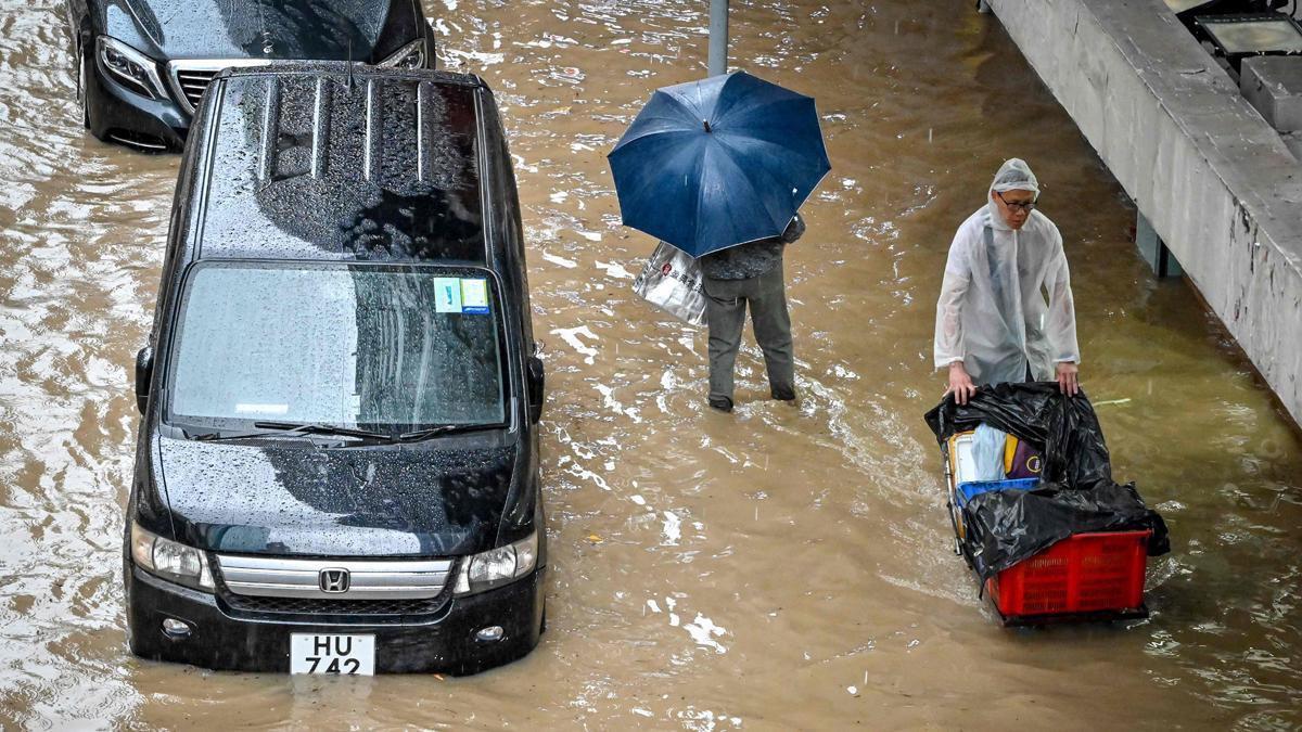 Los graves efectos de las lluvias torrenciales en Hong Kong