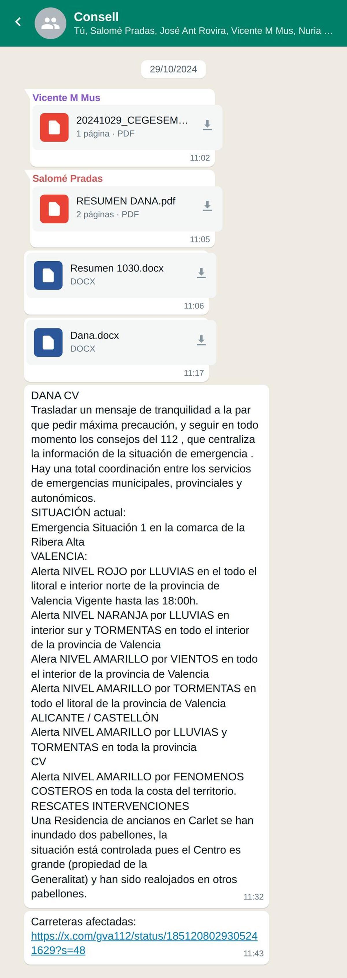 Simulación del chat del Consell el día de la dana