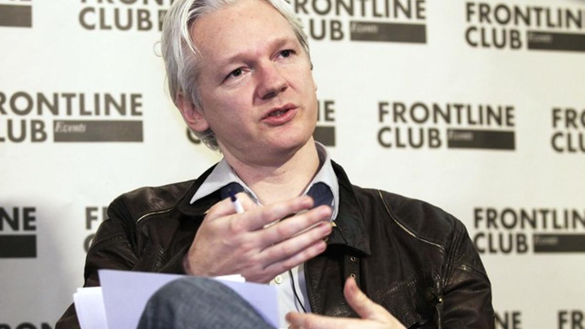 Julian Assange, durante una rueda de prensa, el pasado 27 de febrero en Londres.