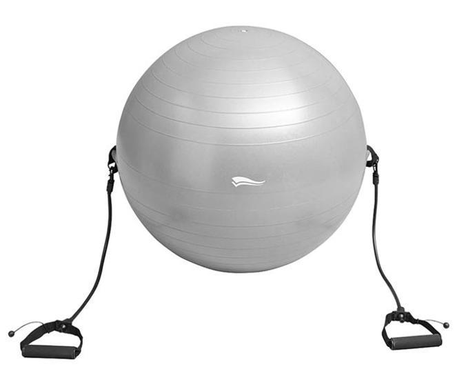 Pelota de gimnasia con 2 cintas elásticas desmontables
