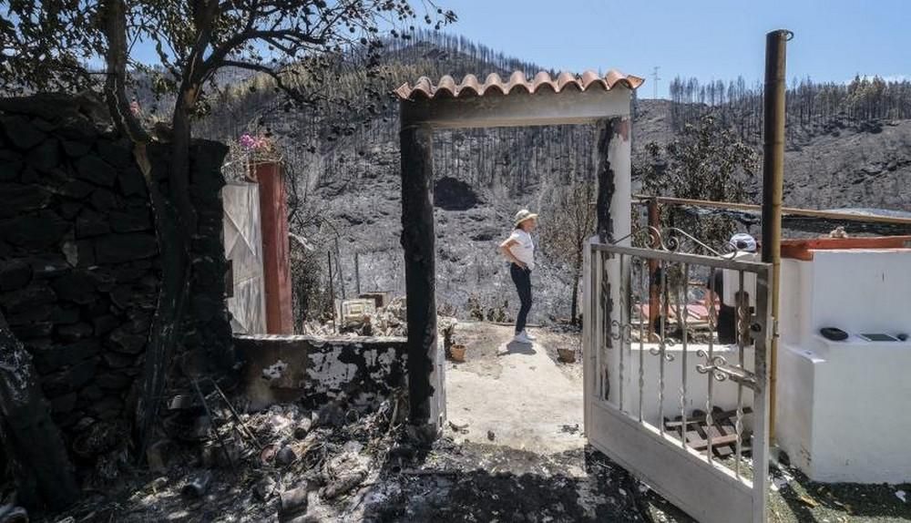 Así ha quedado una casa en Lugarejos (Artenara) tras el incendio