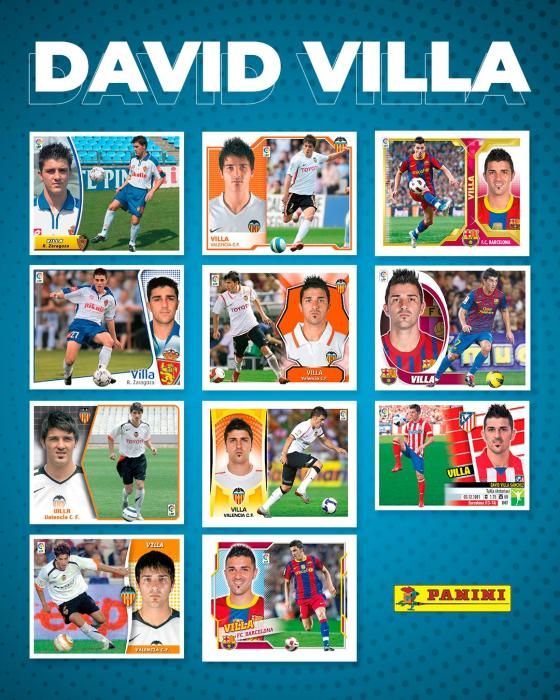 La carrera de David Villa, en cromos