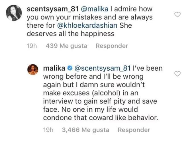 El comentario de la Malika Haqq, al mejor amiga de Khloé Kardashian