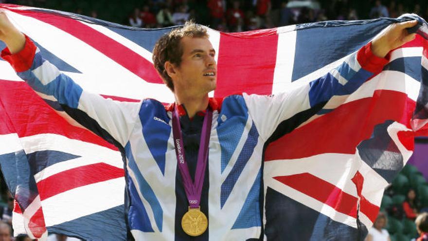 Andy Murray en los pasados JJOO con la bandera inglesa