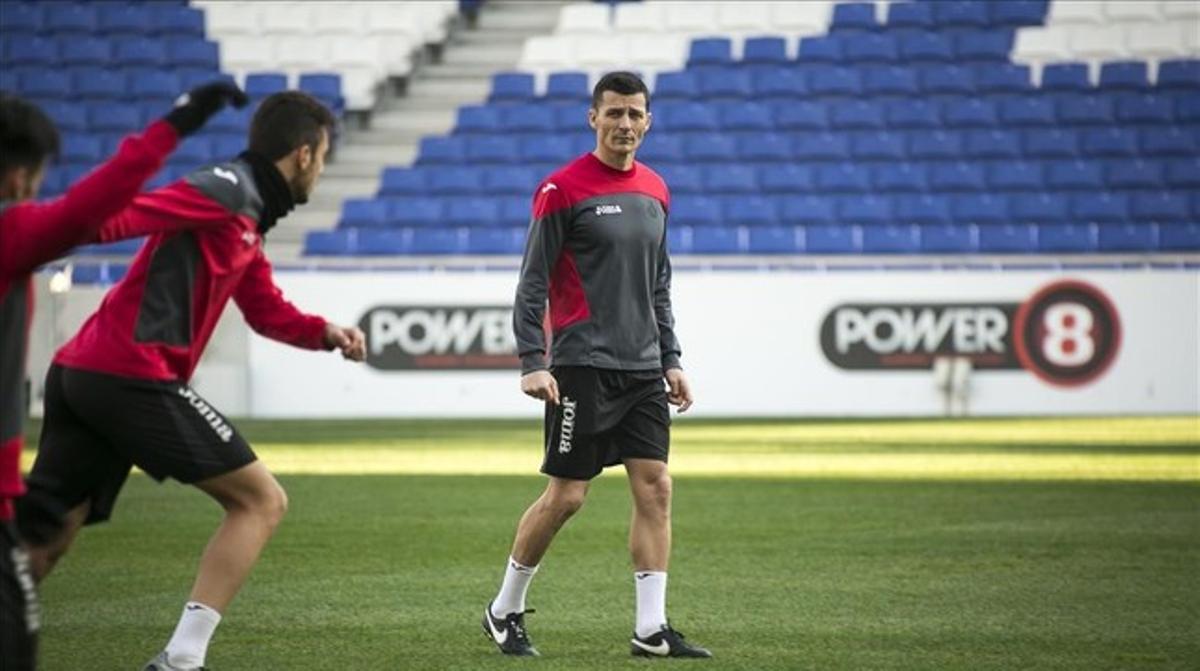 Galca, en un entrenament de l’Espanyol a Cornellà.
