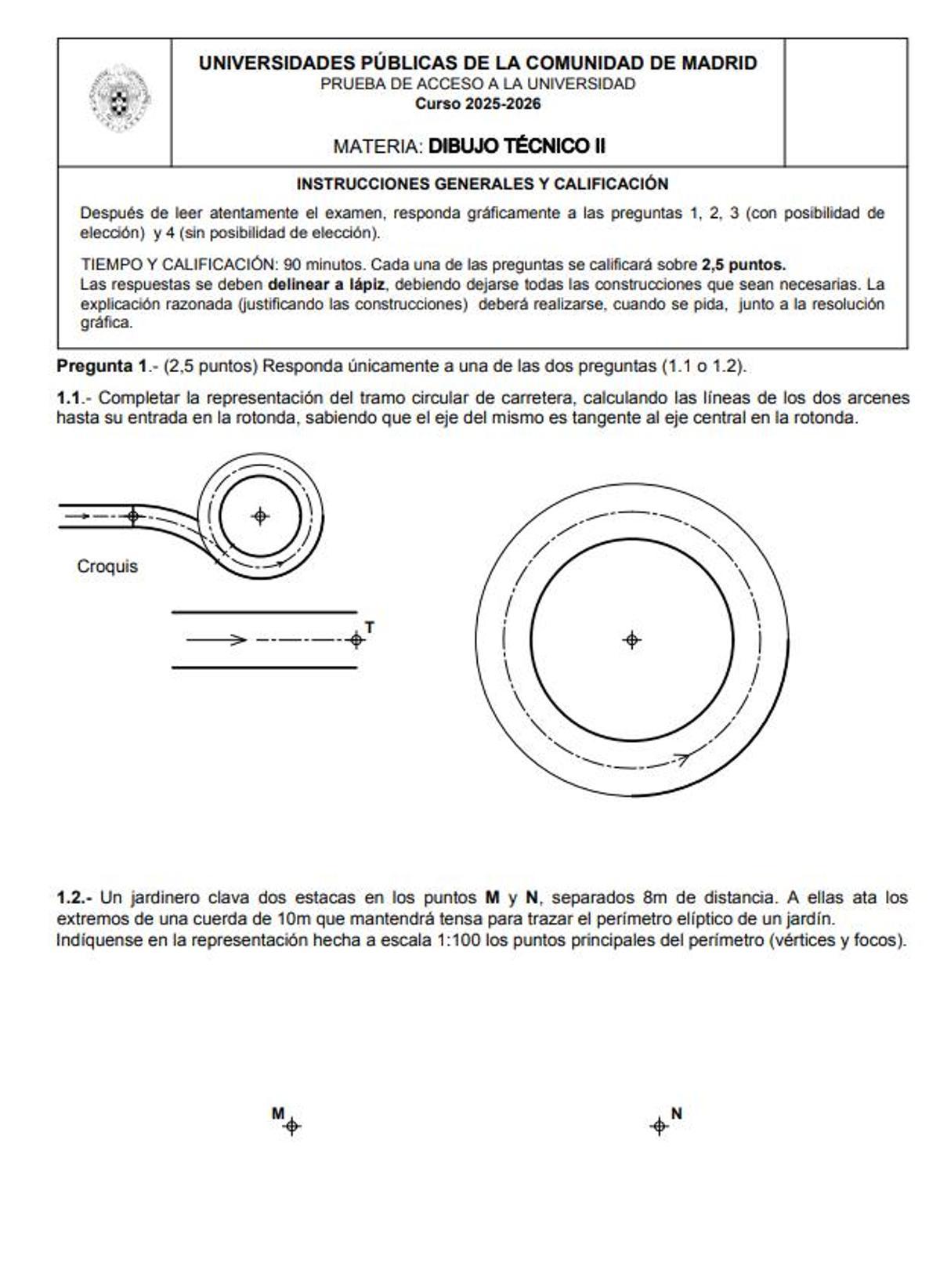 Examen de Dibujo Técnico de la convocatoria extraordinaria de la PAU de julio de Madrid
