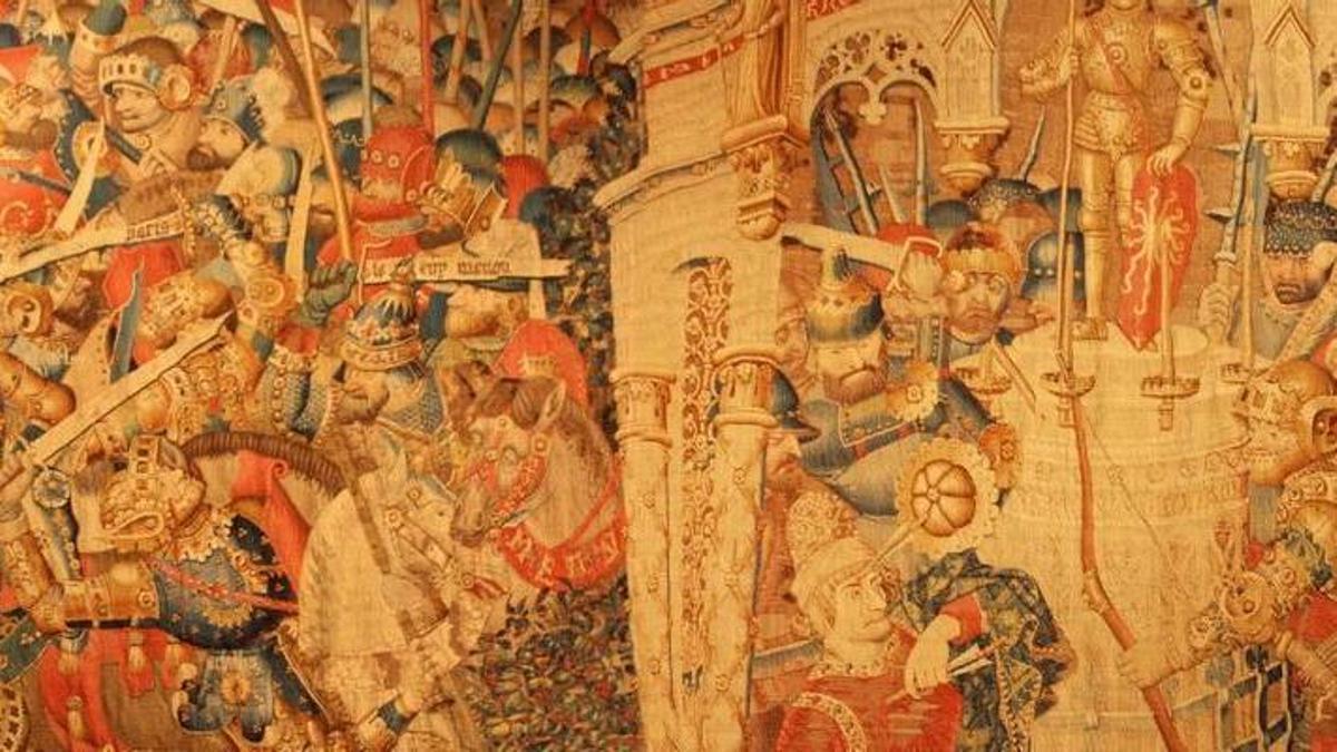 Detalle de uno de los tapices de la Catedral sobre Troya.