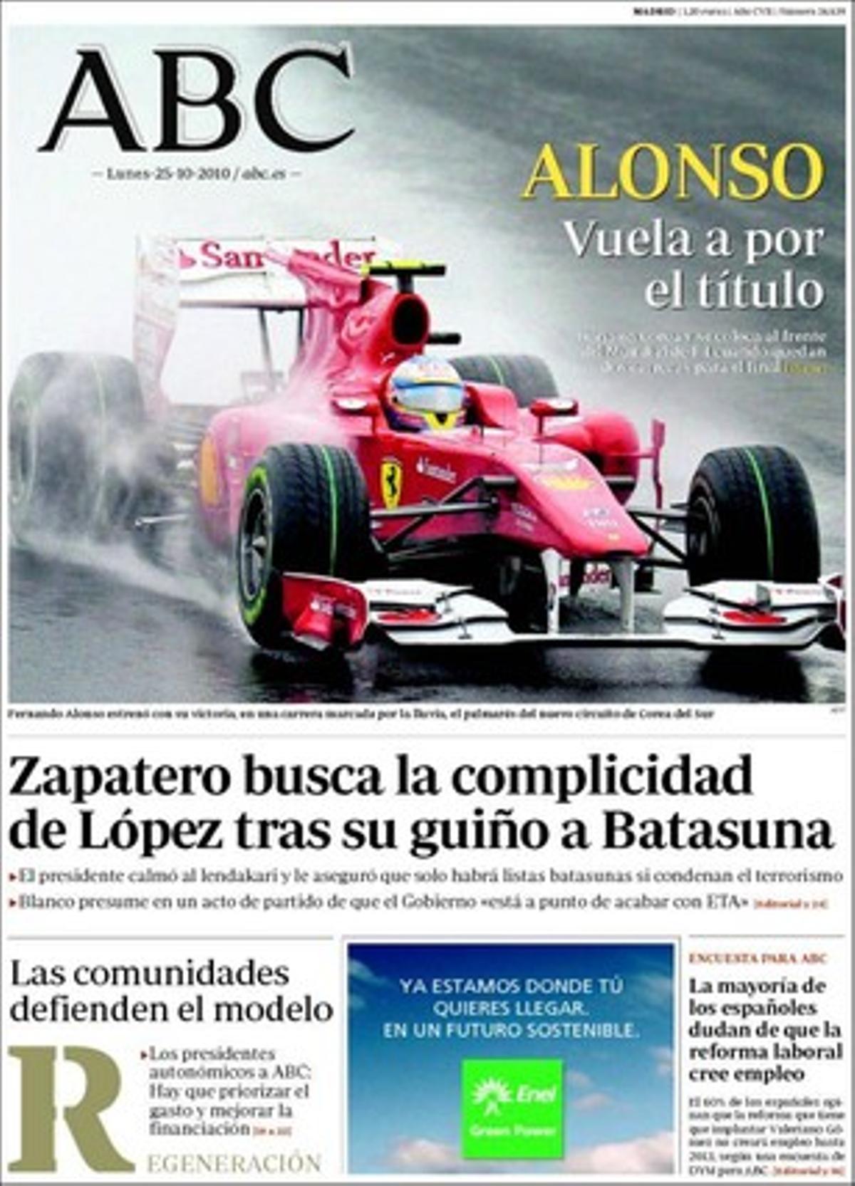 A dins, ’Abc’ ofereix una enquesta pròpia que arriba a la conclusió que més del 65% dels espanyols dubten que amb la reforma laboral es creïn llocs de treball, i que el registre públic de bicicletes cau en l’oblit a Barcelona mentre l’onada de robatoris es dispara.