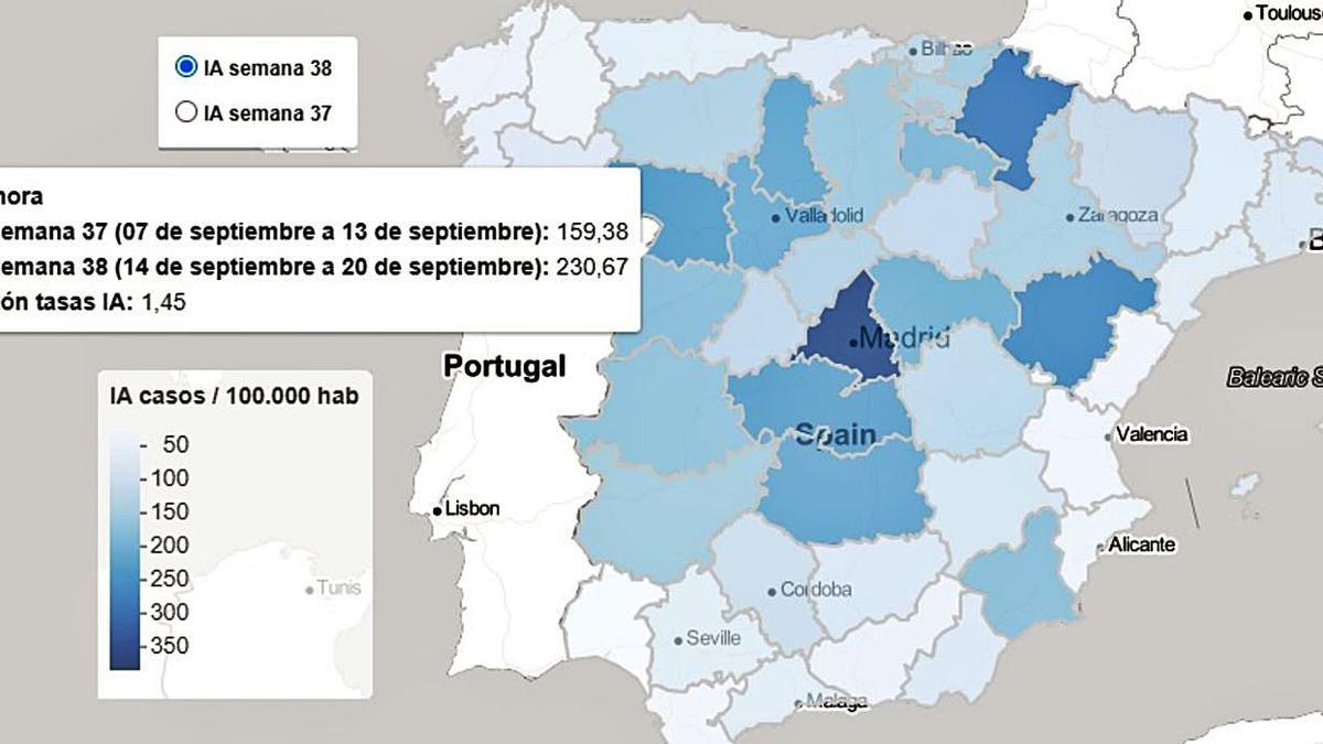 Tasas de incidencia acumulada del COVID: Zamora, entre las provincias con mayor crecimiento. | Instituto Carlos III