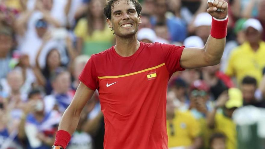 Nadal celebra su pase a octavos de final tras su victoria sobre Seppi.