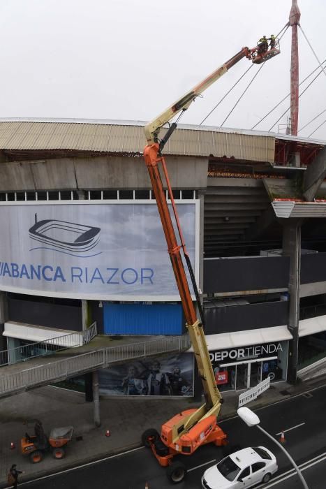 Obras de rehabilitación de las cubiertas de Riazor