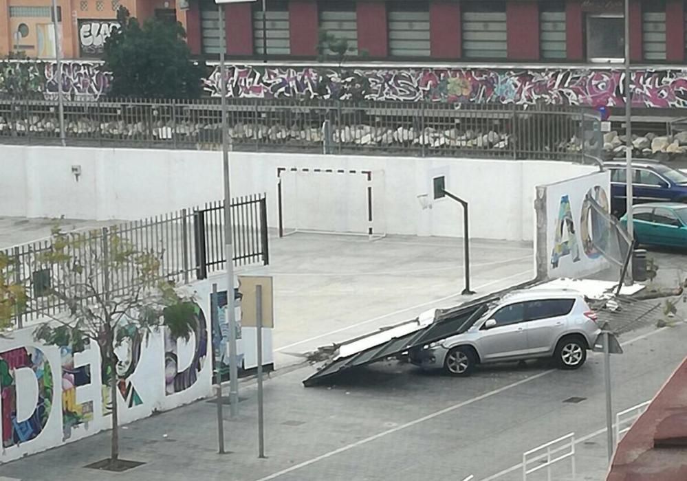 Temporal de viento y lluvia en Málaga