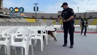La Policía Nacional registra el Estadi Olímpic en el dispositivo de seguridad de los espacios que visitará el Papa