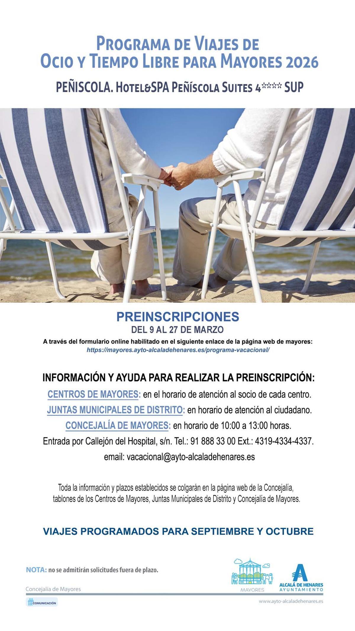 Cartel del Programa de Viajes de Ocio y Tiempo Libre para Mayores 2026