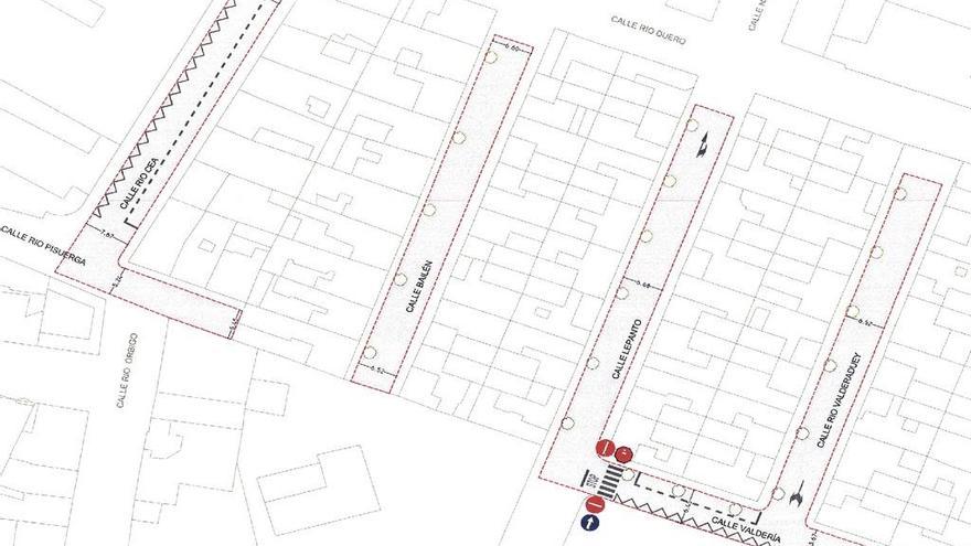 Plano de detalle y direcciones de las cinco calles de Las Eras afectadas por la mejora.