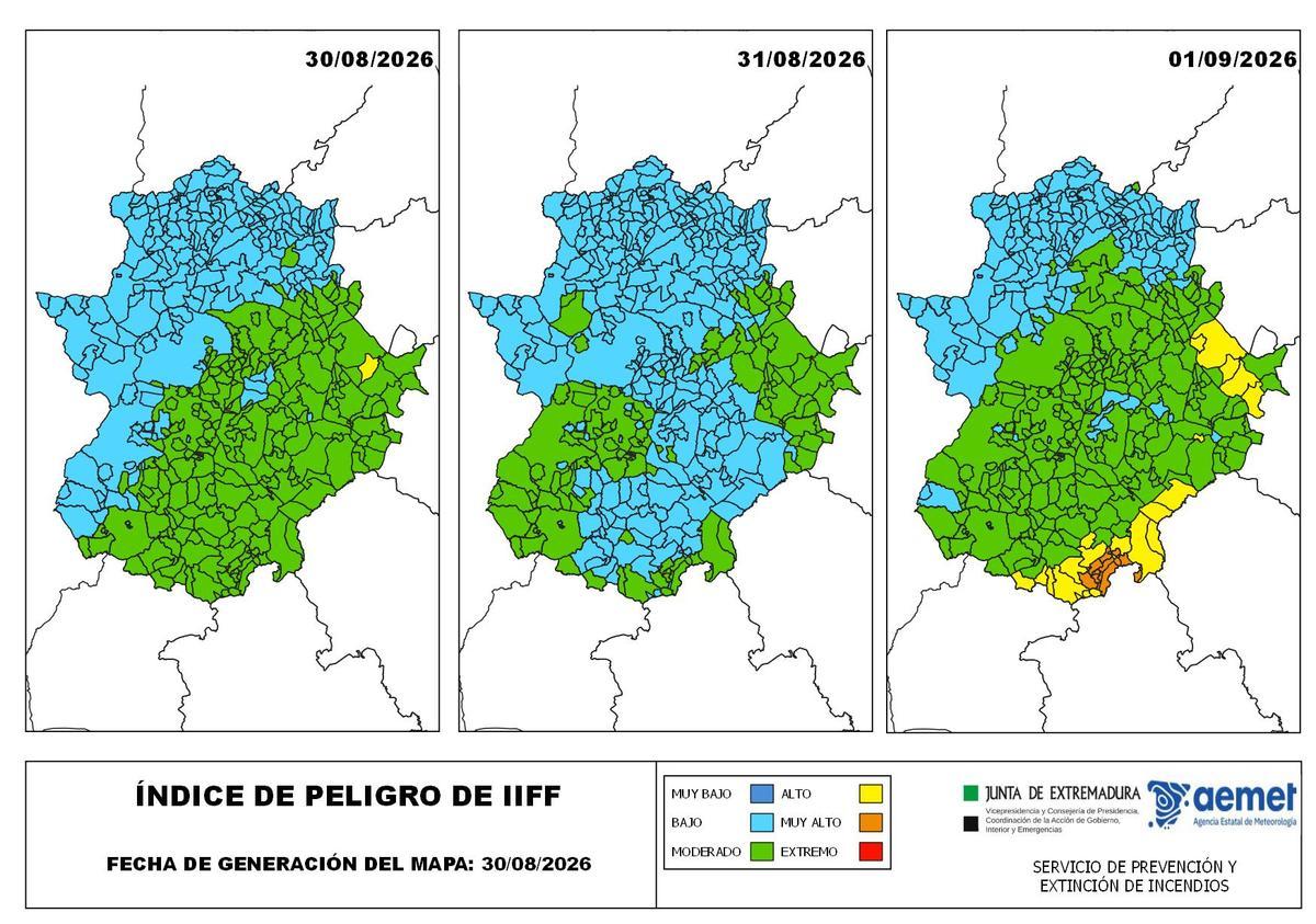 Mapa de riesgo de incendios forestales.