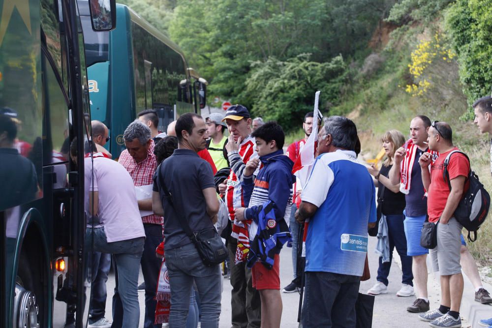 Sortida dels aficionats del Girona cap a Pamplona