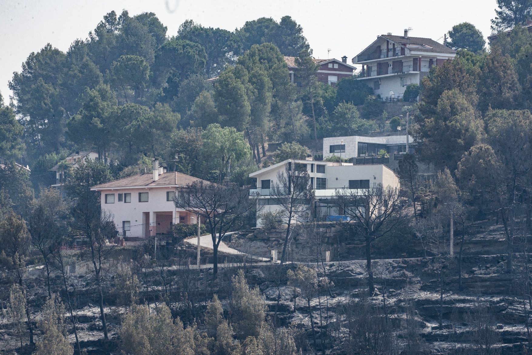 Afectació per l'incendi a la urbanització de les Brucardes