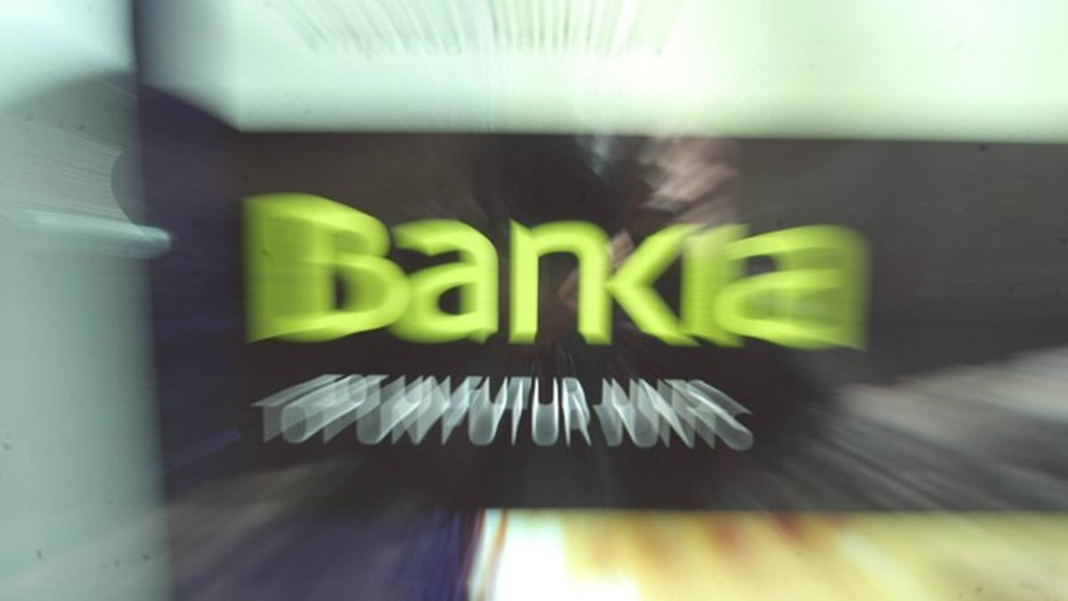 El logotipo de Bankia en una oficina de la entidad de Barcelona, el pasado jueves.