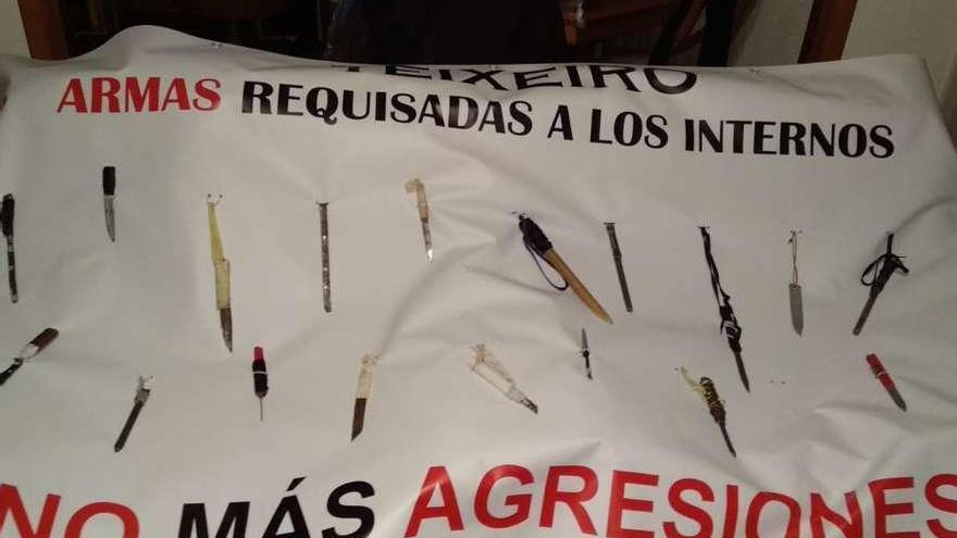 Algunas de las armas requisadas a presos en el centro penitenciario de Teixeiro.