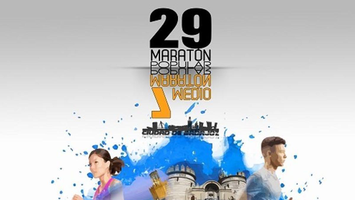 Cartel de la 29 edición del maratón de Badajoz y de la séptima de la media.