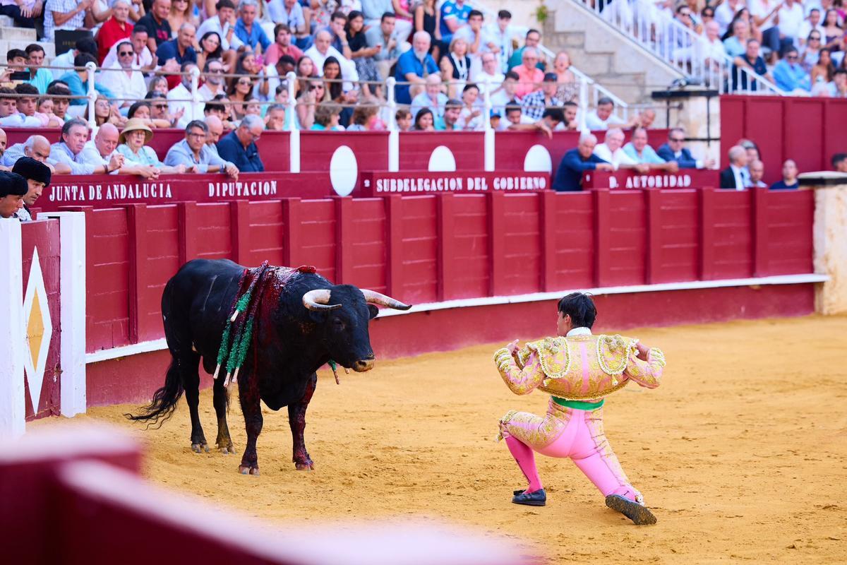 Dennis Martín durante una de sus faenas en la Gran Final del Circuito de Novilladas de Andalucía 2026.