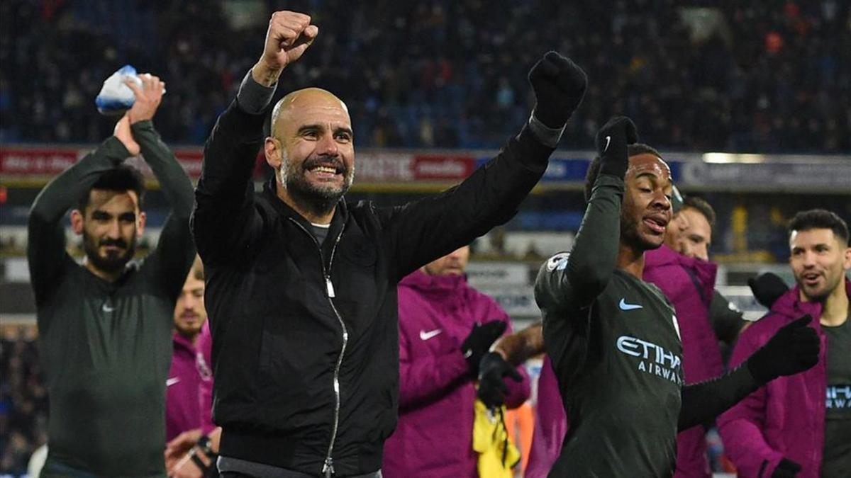 Guardiola celebra exultante la victoria del City