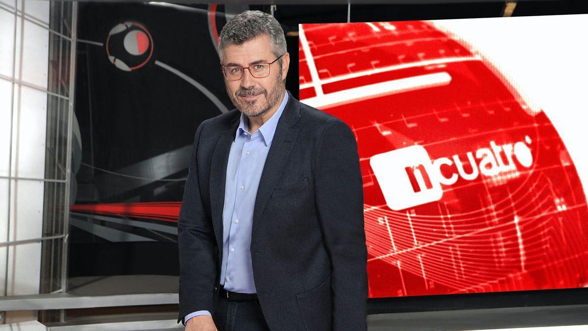 Miguel Ángel Oliver, en su etapa como presentador de &#039;Noticias Cuatro&#039;.