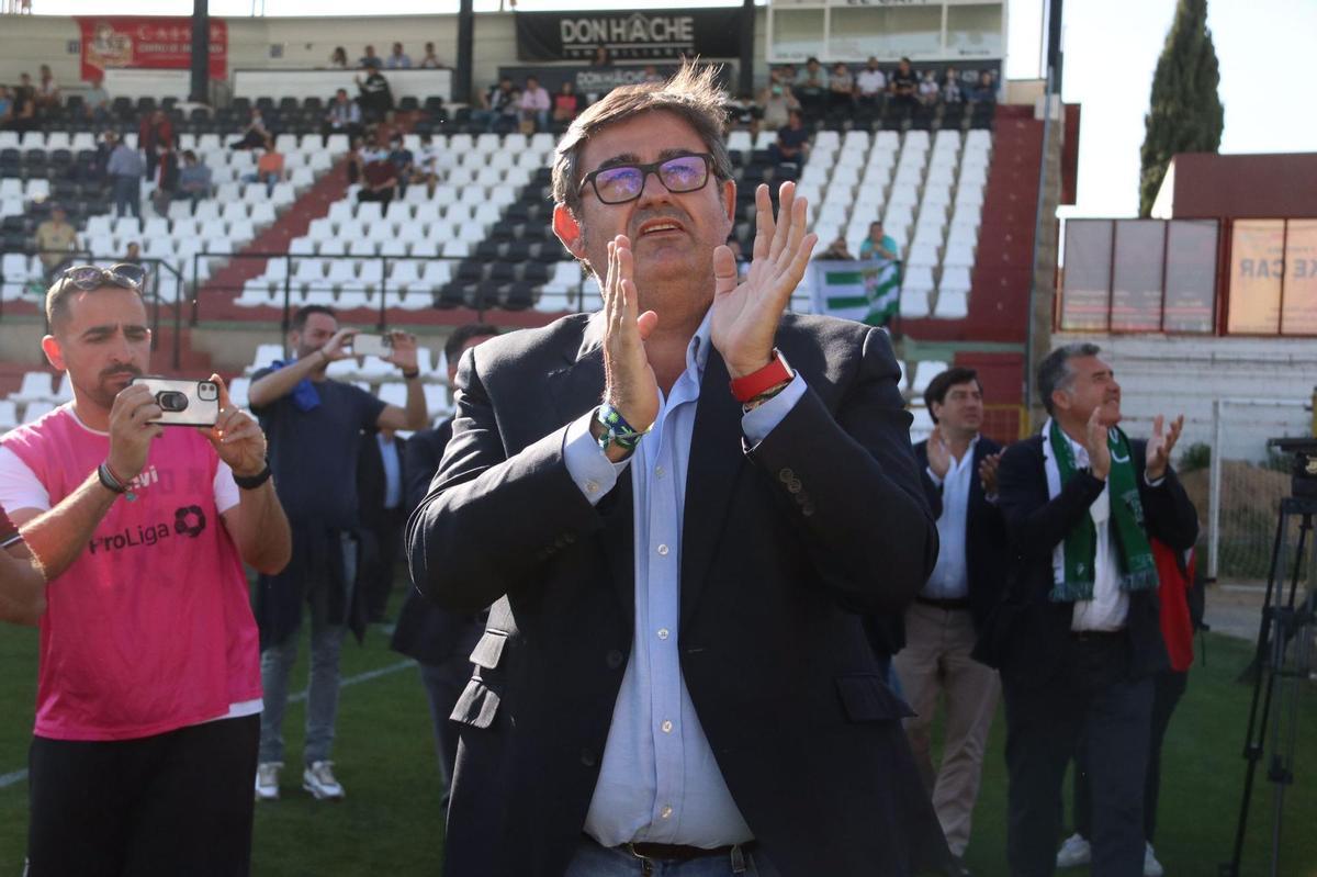 Javier González en Mérida, el día del ascenso del Córdoba CF.