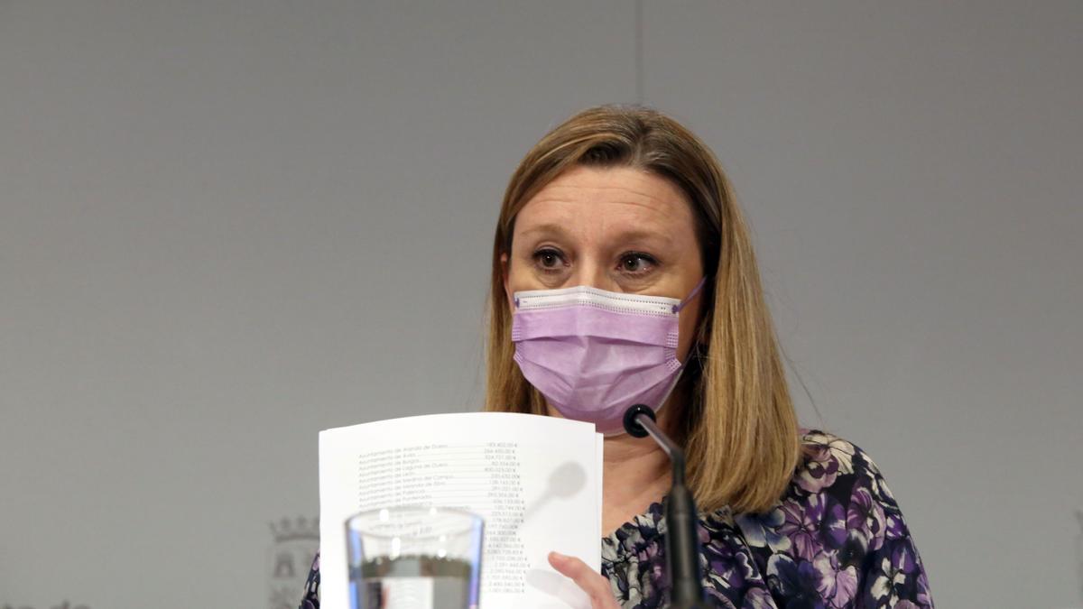 El consejera zamorana, Isabel Blanco, durante la rueda de prensa de esta mañana.