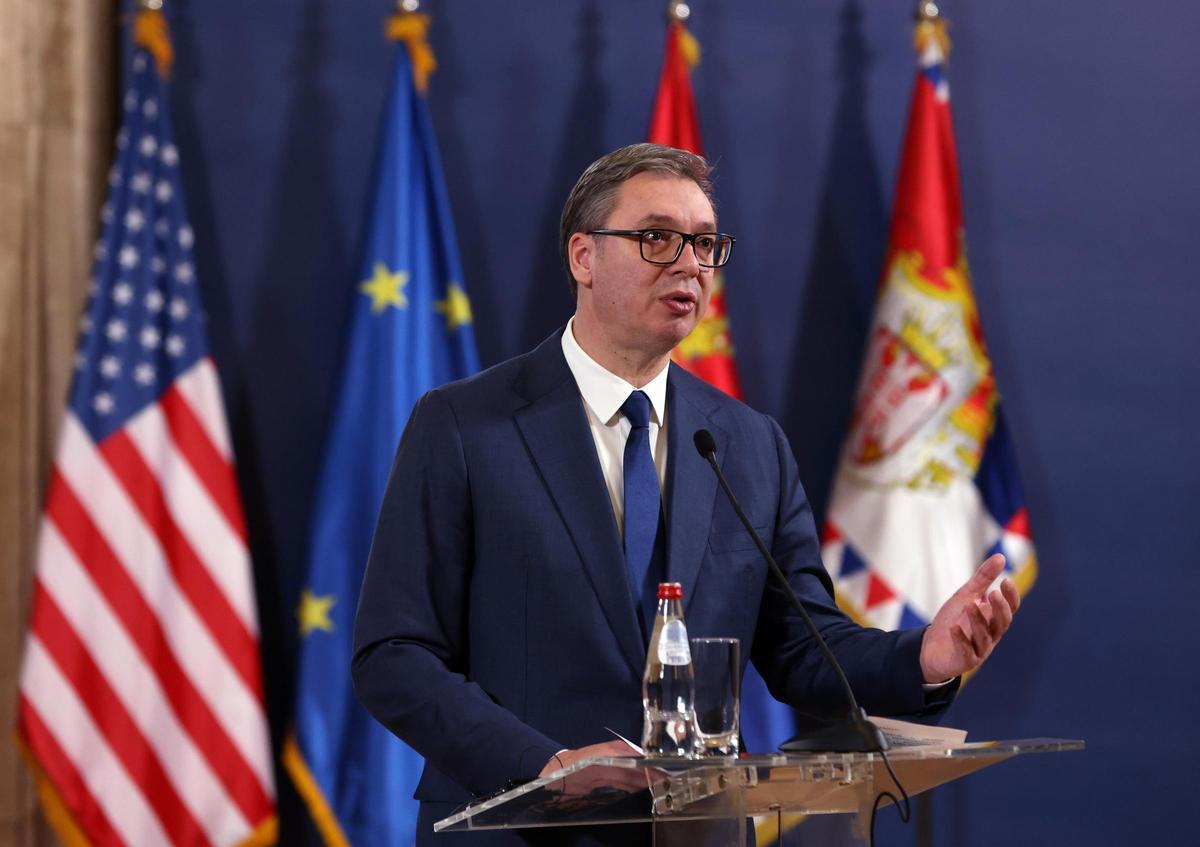 El presidente serbio, Aleksardar Vucic, durante un acto en Belgrado.