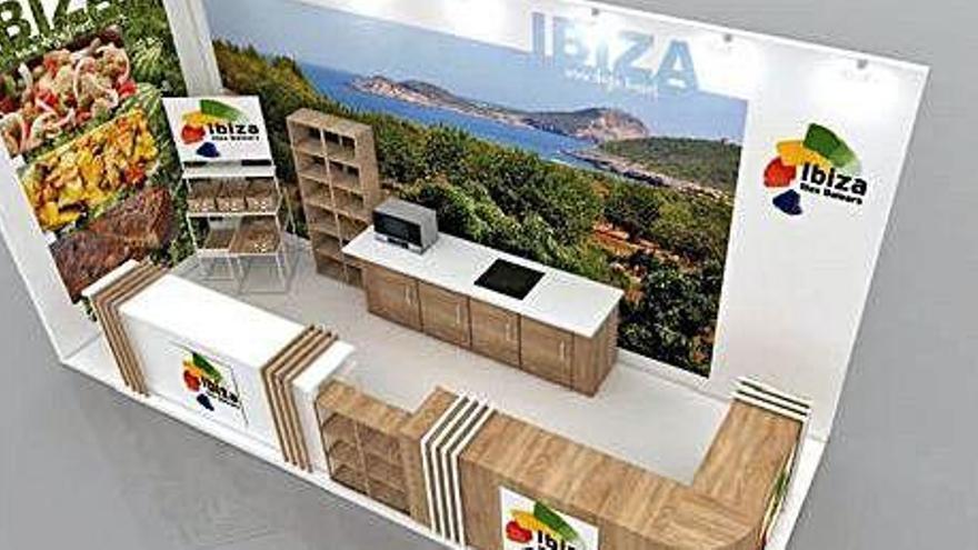 Proyección digital del estand de Ibiza, que pasa de 9 a 24 metros cuadrados en esta edición.