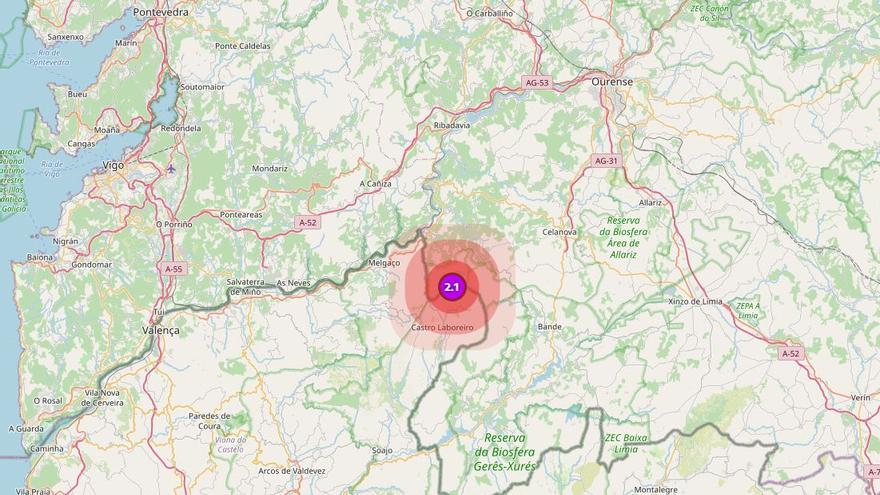 Registrado un terremoto de magnitud 2,1 en Padrenda, Ourense