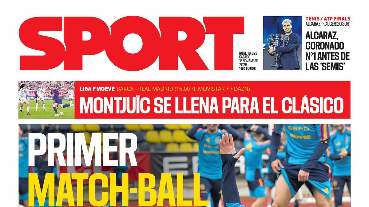 Esta es la portada de SPORT de hoy sábado, 15 de noviembre de 2025