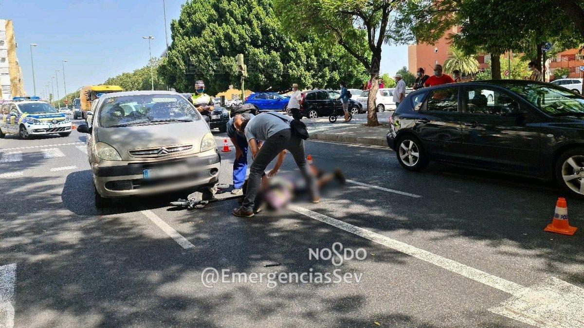 El patinete accidentado en Sevilla.