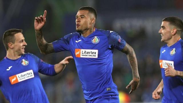 Kenedy celebra el segundo gol del Getafe.