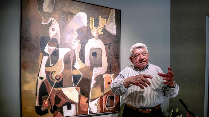 Ángel Baldovino, un pintor plenamente activo y "feliz" con 96 años