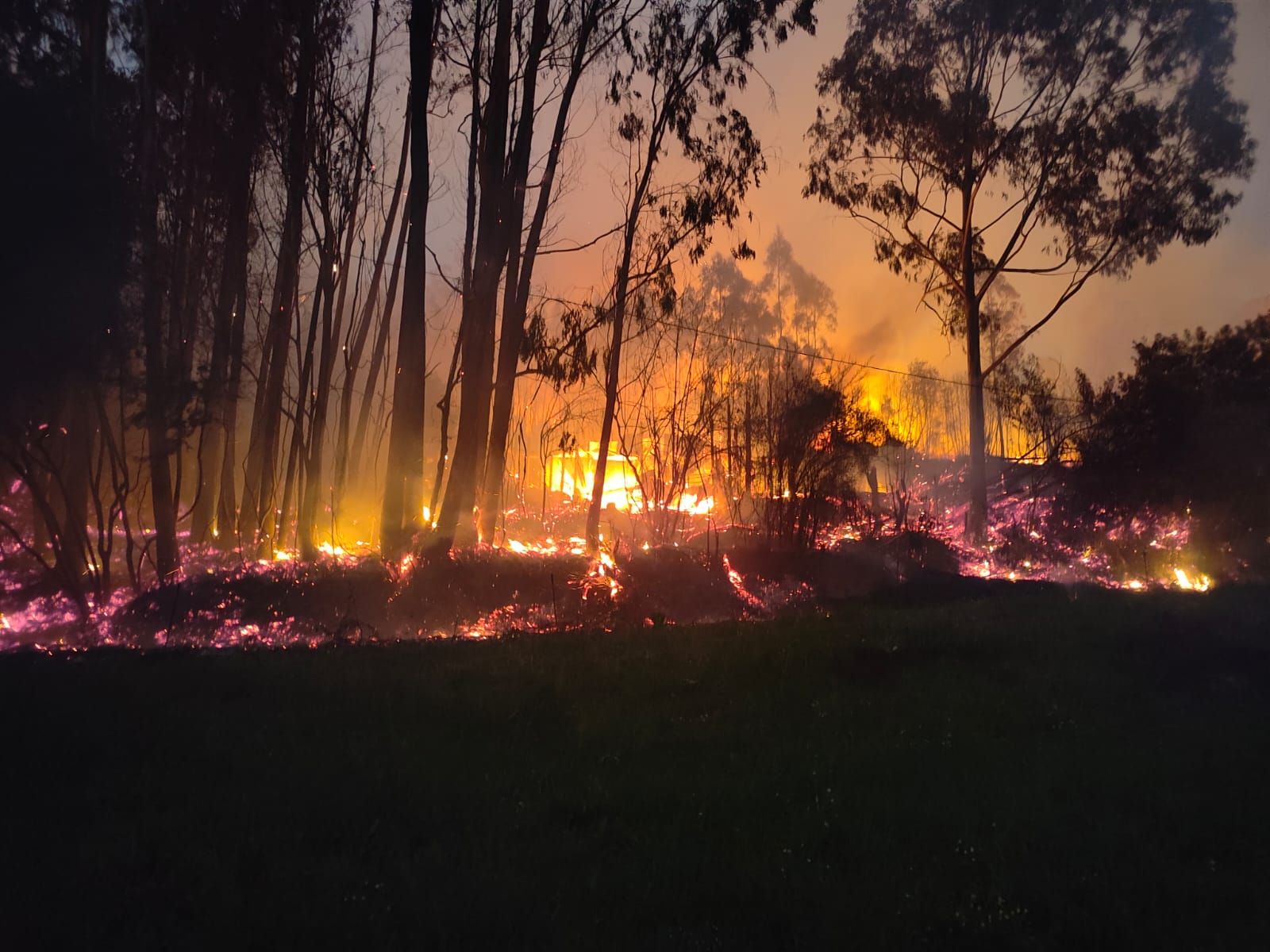 El fuego devora el monte de Santufirme, en Llanera