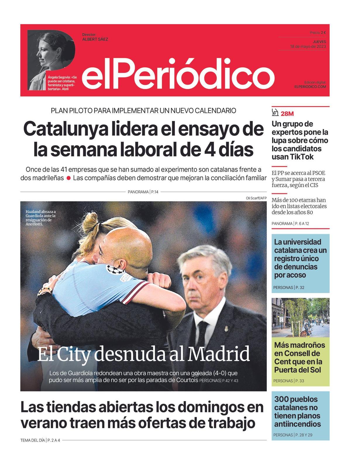 La portada d’EL PERIÓDICO del 18 de maig del 2023