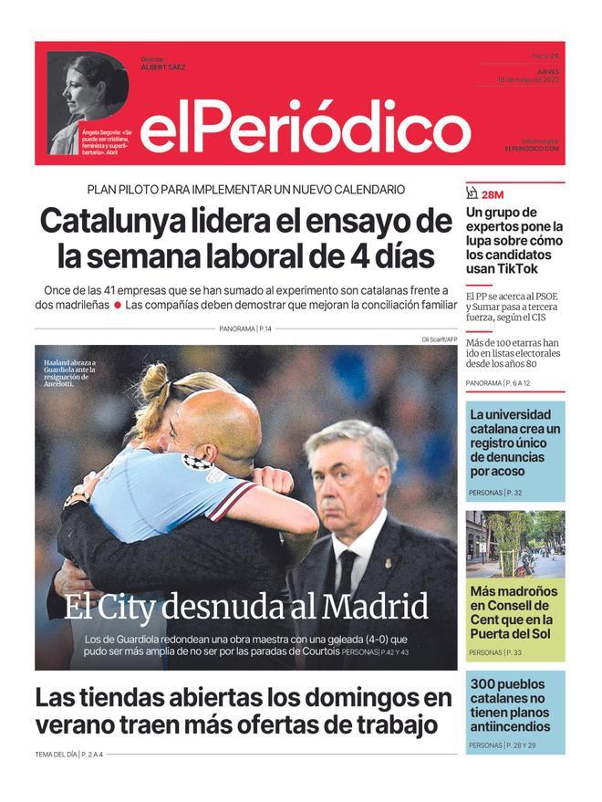 La portada d’EL PERIÓDICO del 18 de maig del 2023