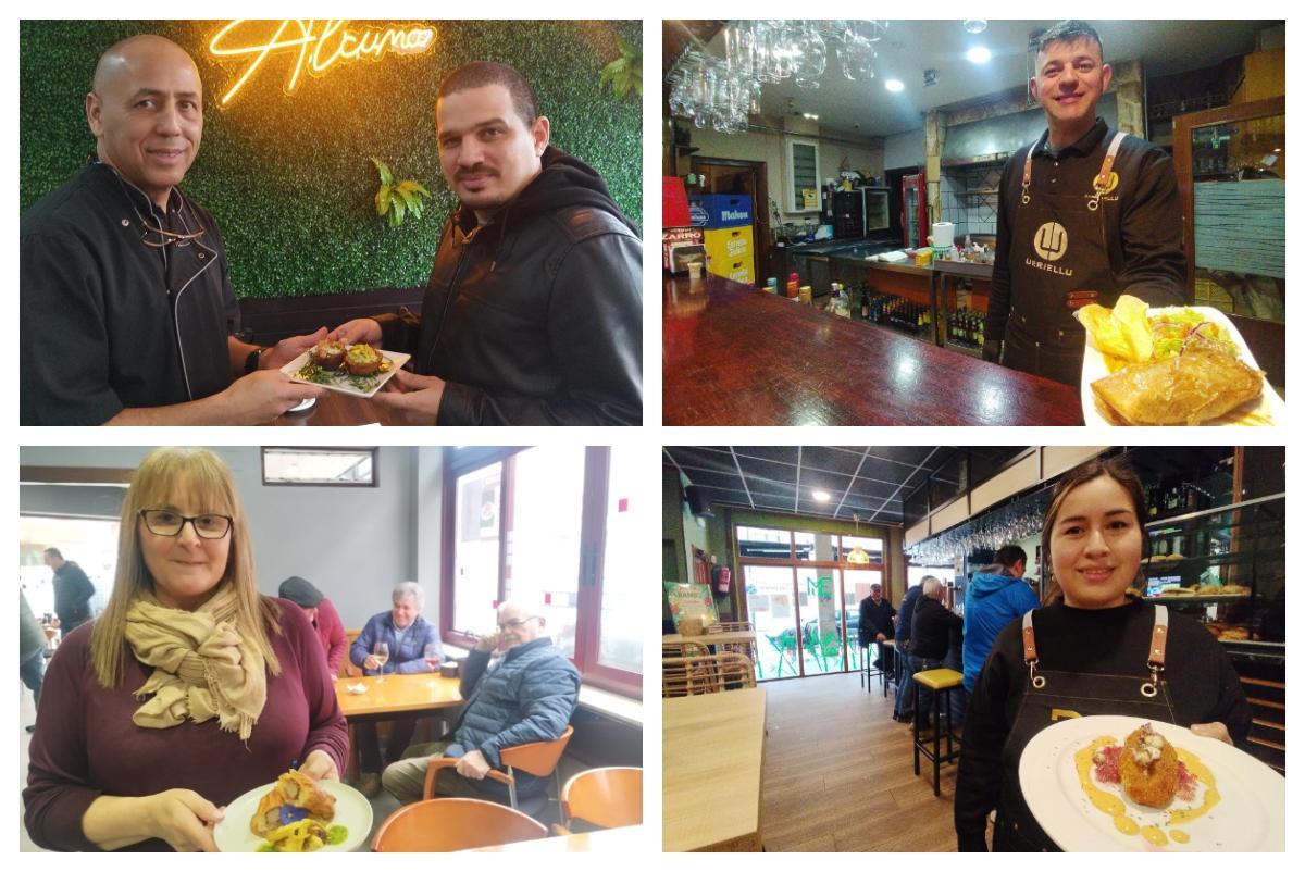 César Gómez y Alí Curvelo, de la pizzería Alcuma; Miguel Abraham, de la sidrería Urriellu, Tamara Vera, del Café Bambú, y Victoria Álvarez, de la cafetería Crisol.