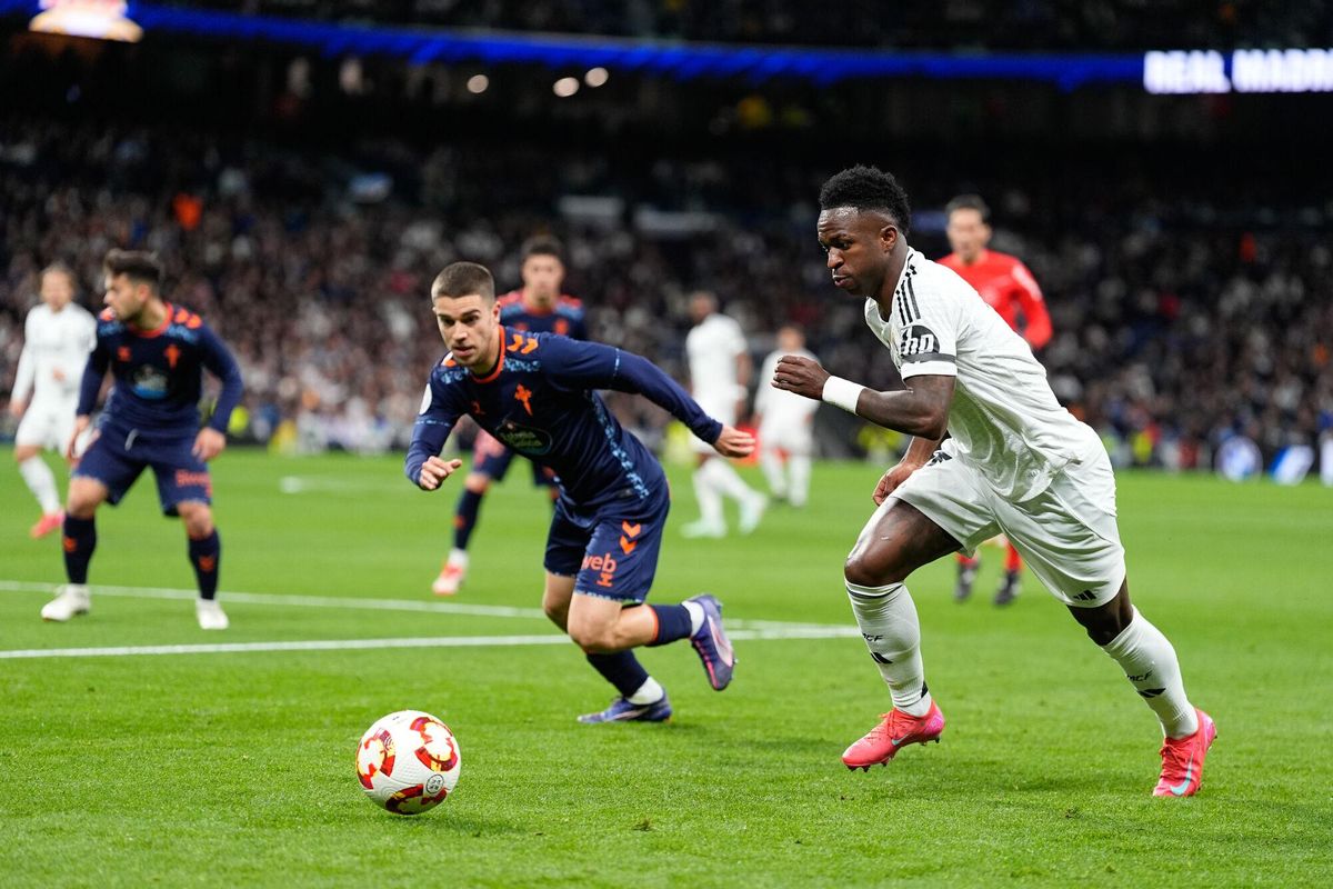 Vinicius Junior of Real Madrid in action during the Spanish Cup, Copa del Rey, round of 16 football match played between Real Madrid and RC Celta de Vigo at Santiago Bernabeu stadium on January 16, 2025, in Madrid, Spain. AFP7 16/01/2025 ONLY FOR USE IN SPAIN. Oscar J. Barroso / AFP7 / Europa Press;2025;SOCCER;SPAIN;SPORT;ZSOCCER;ZSPORT;Real Madrid v RC Celta de Vigo - Copa del Rey;